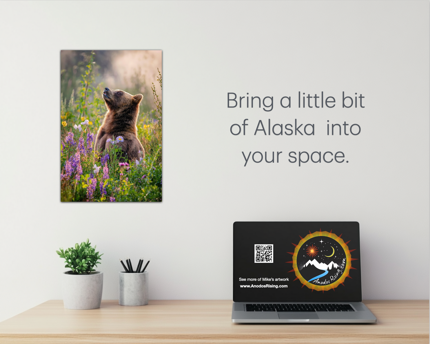 Wildflower Grizzly Metal Wall Art