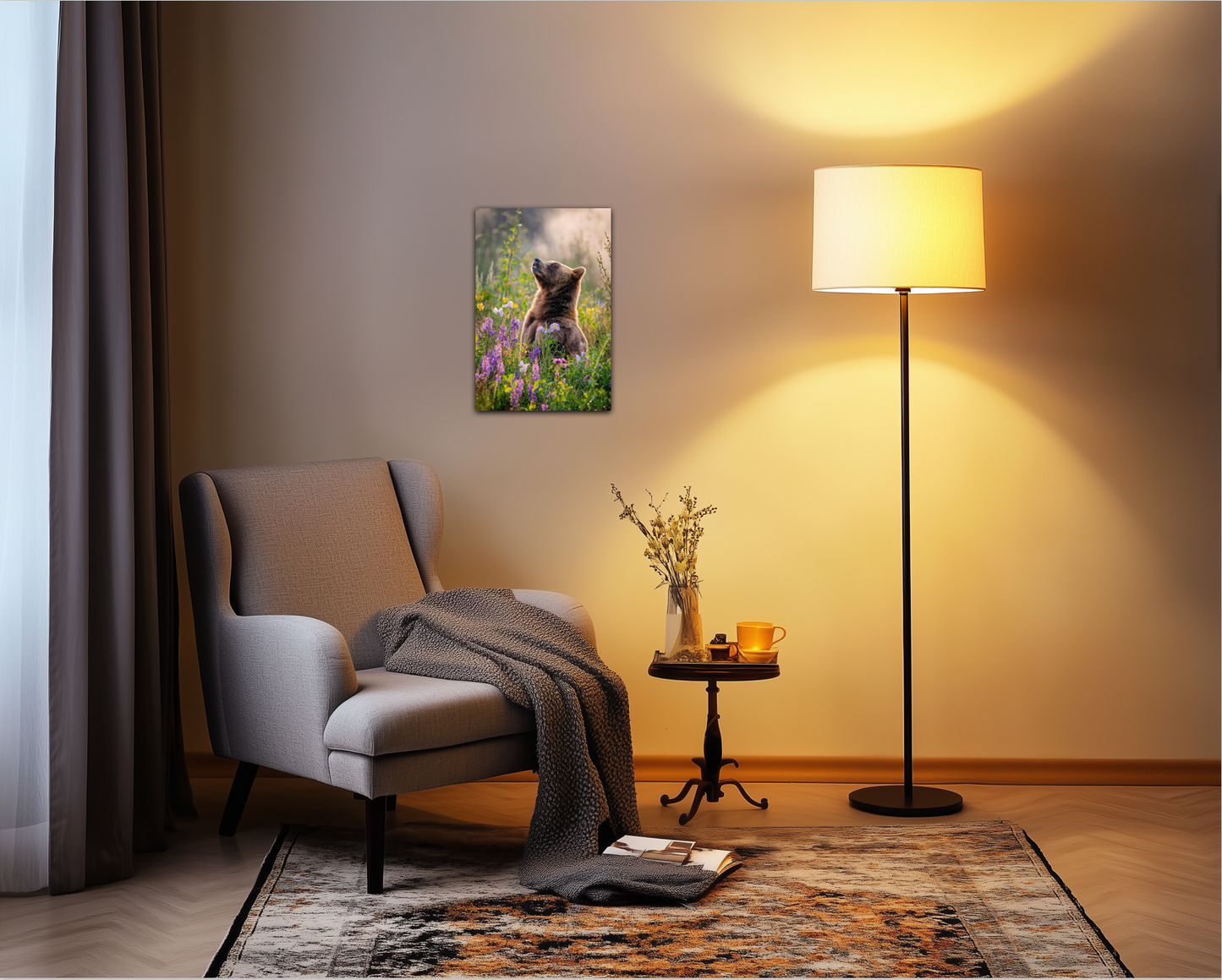 Wildflower Grizzly Metal Wall Art