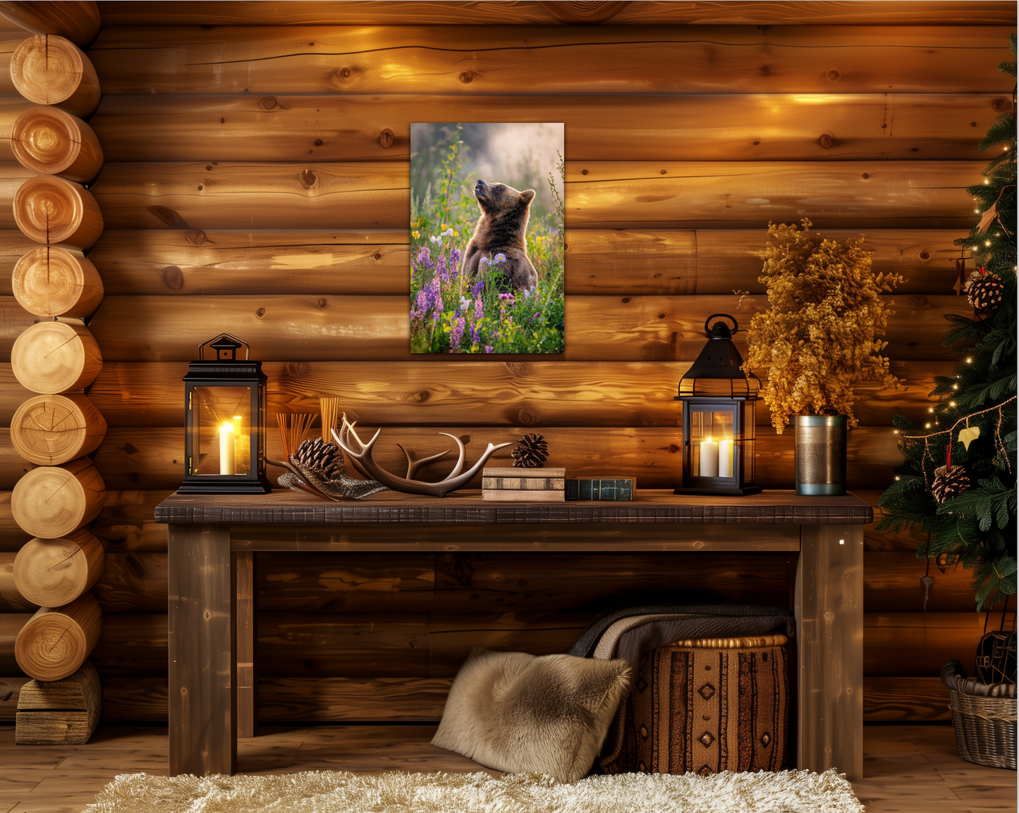Wildflower Grizzly Metal Wall Art