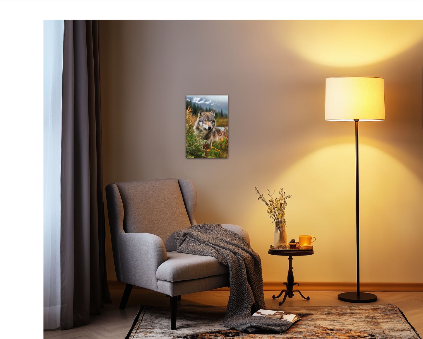 Denali Wolf in in Spring Metal Wall Art print