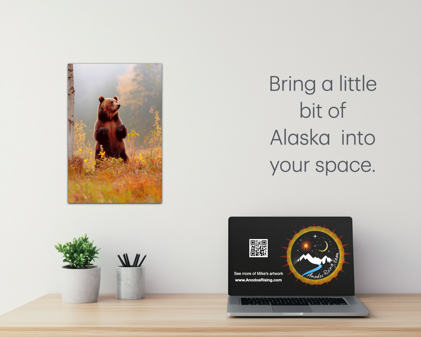 Standing Tall Kodiak Grizzly Metal Wall Art