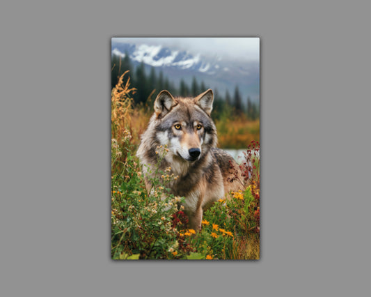 Denali Wolf in in Spring Metal Wall Art print