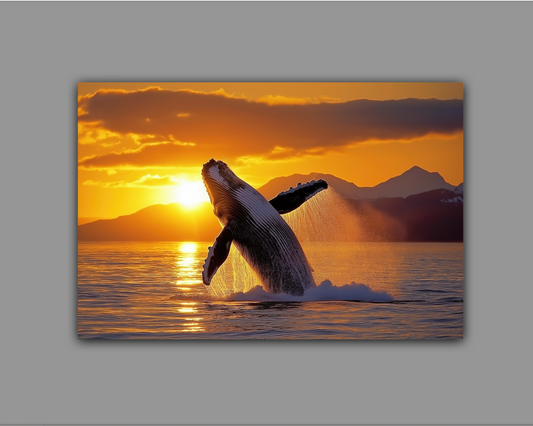 Breeching Humpback in Alaska Waters - Metal Wall Art